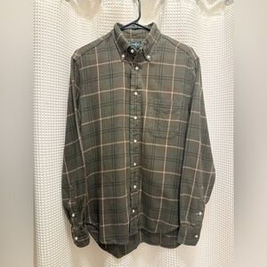 Gitman Bros Vintage Olive Green & Brown Plaid Button-Down Shirt - Medium